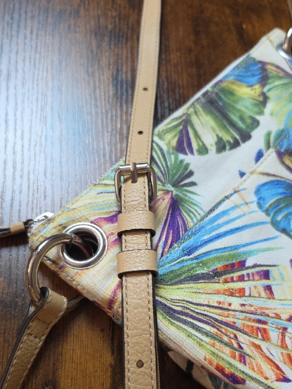 Tropical Leaf Print Crossbody Bag - Multicolor‎